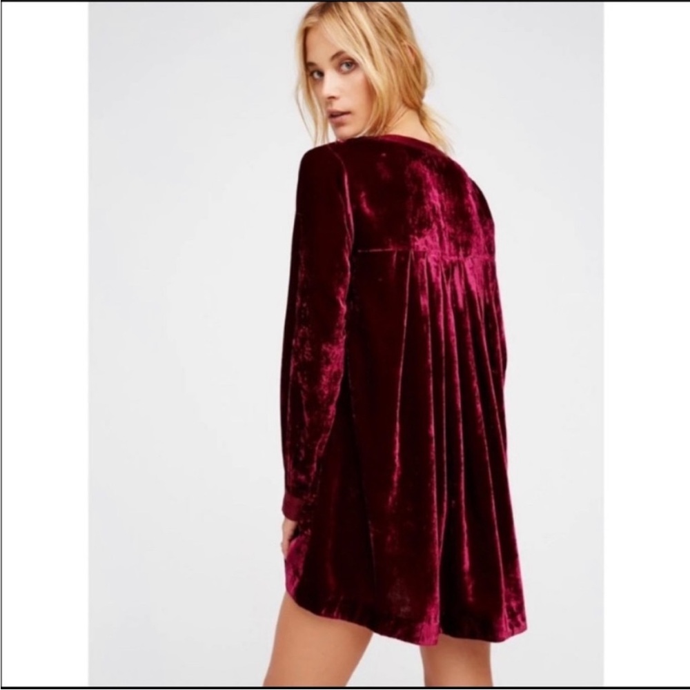 Free People Choose Me Velvet Long Sleeve Mini Dress Size Large
